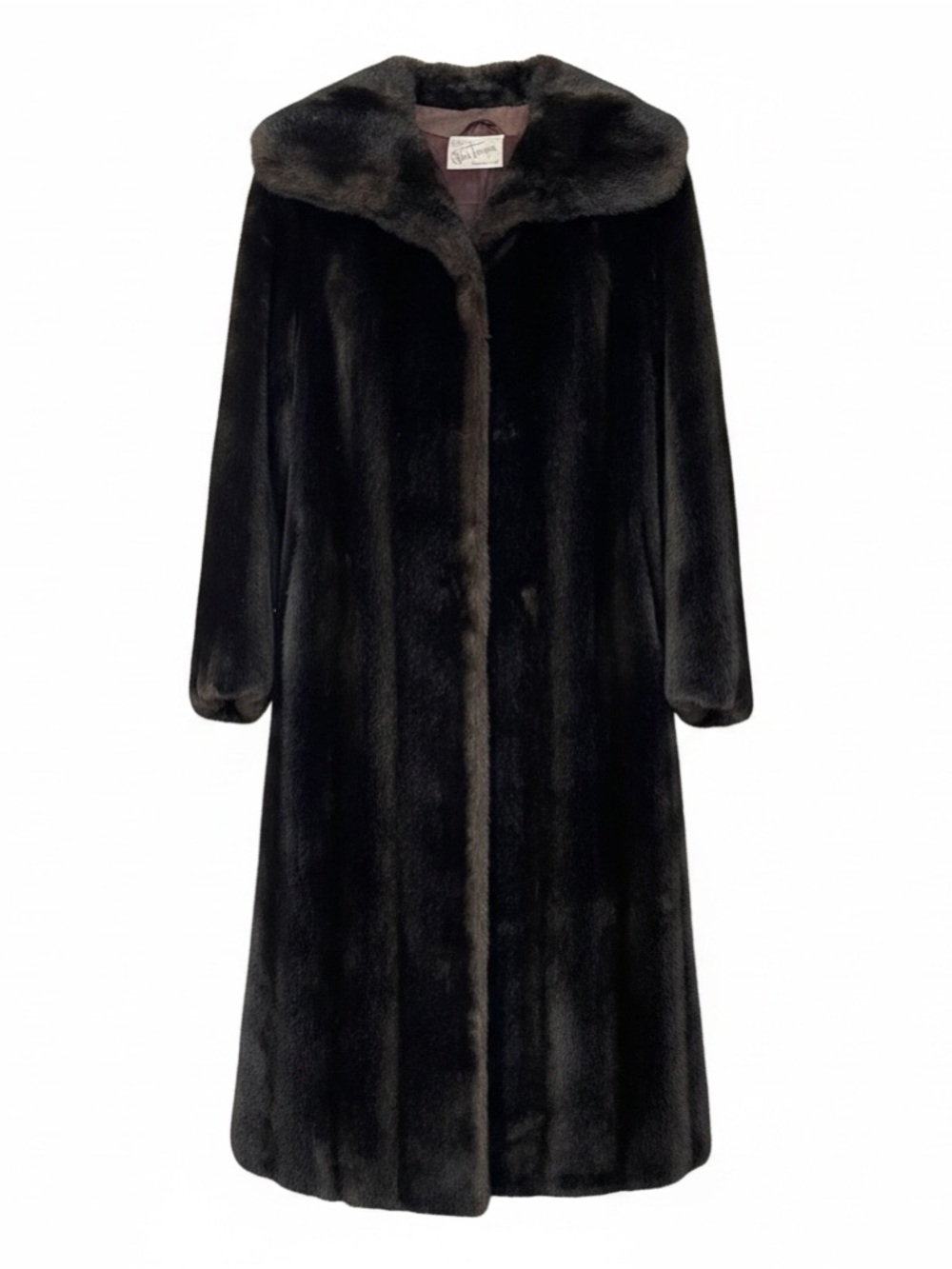 Vintage Gladys Thompson Dark Brown Faux Fur Coat